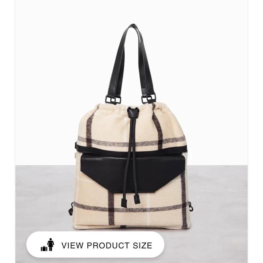BEIS Plaid Cream and Black Hobo laptop Travel Bag